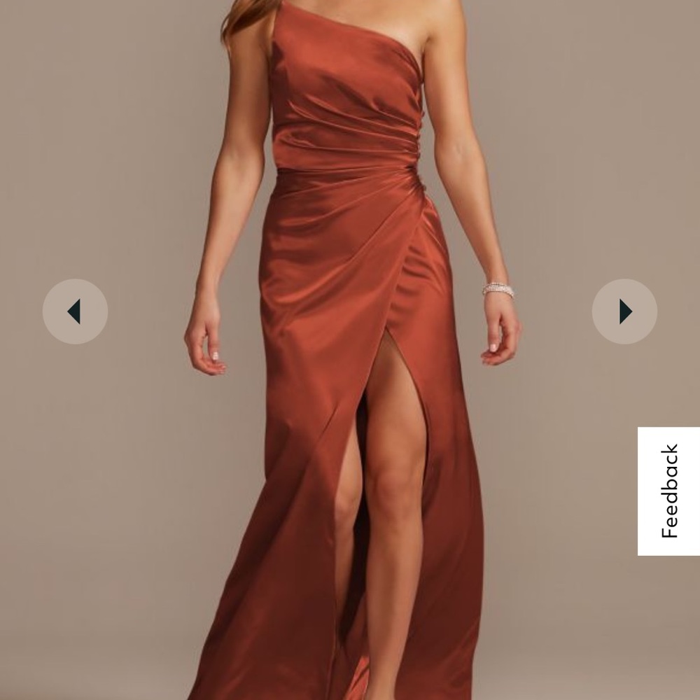 GALINA SIGNATURE - charmeuse draped one-shoulder bridesmaid dress -  cinnamon